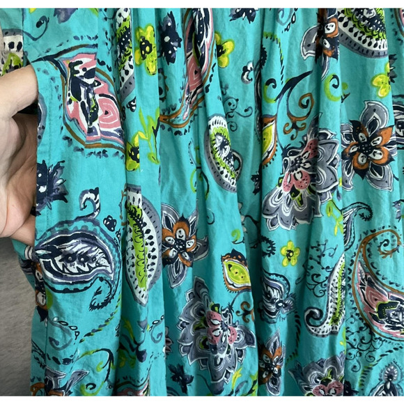 Only Necessities Dress Womens Medium Blue Paisley Short Sleeve Kaftan Maxi - Picture 8 of 9